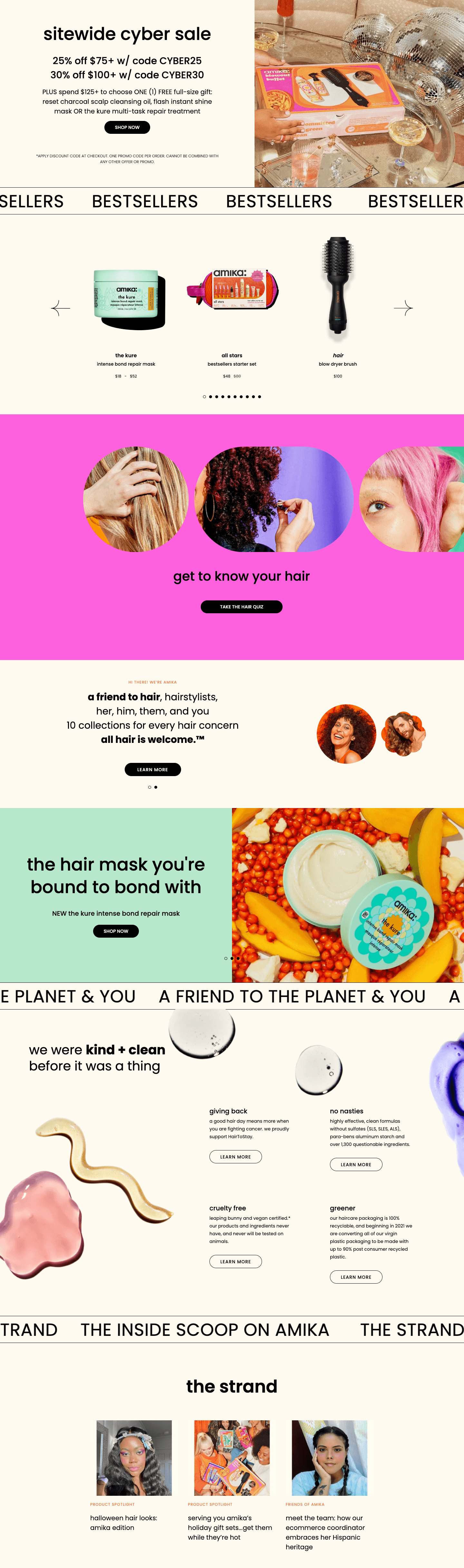 Amika Cyber Monday Landing Page desktop preview