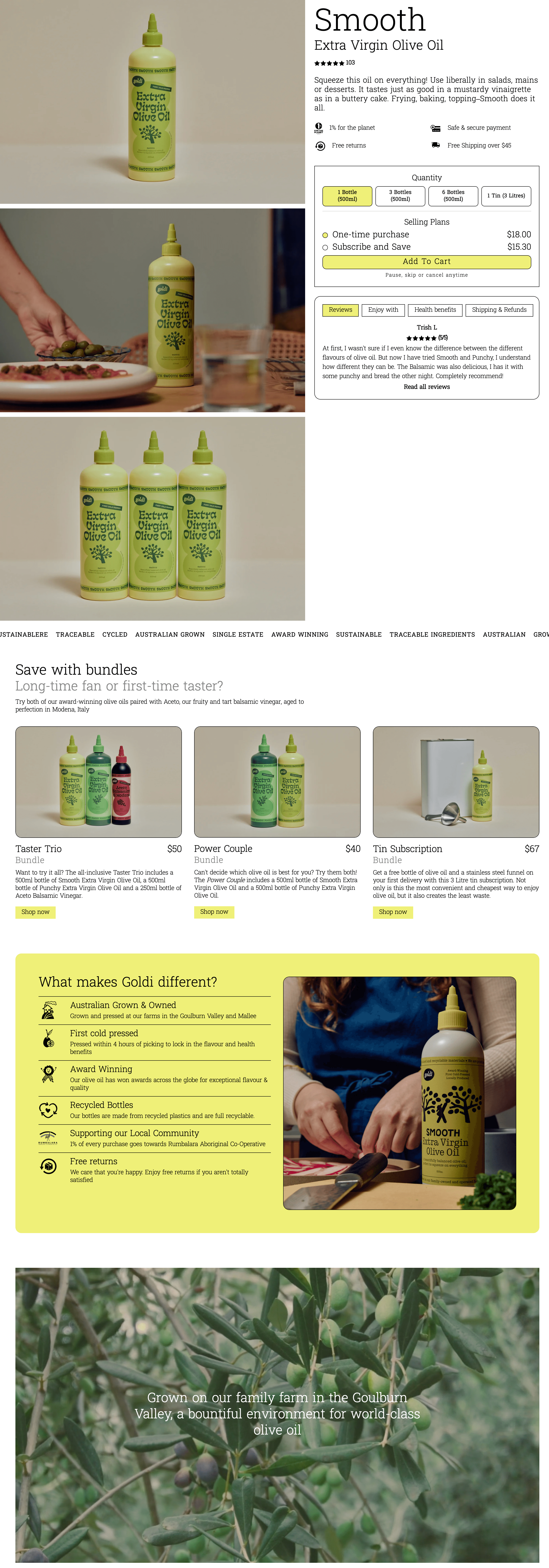 Goldi Product Template desktop preview