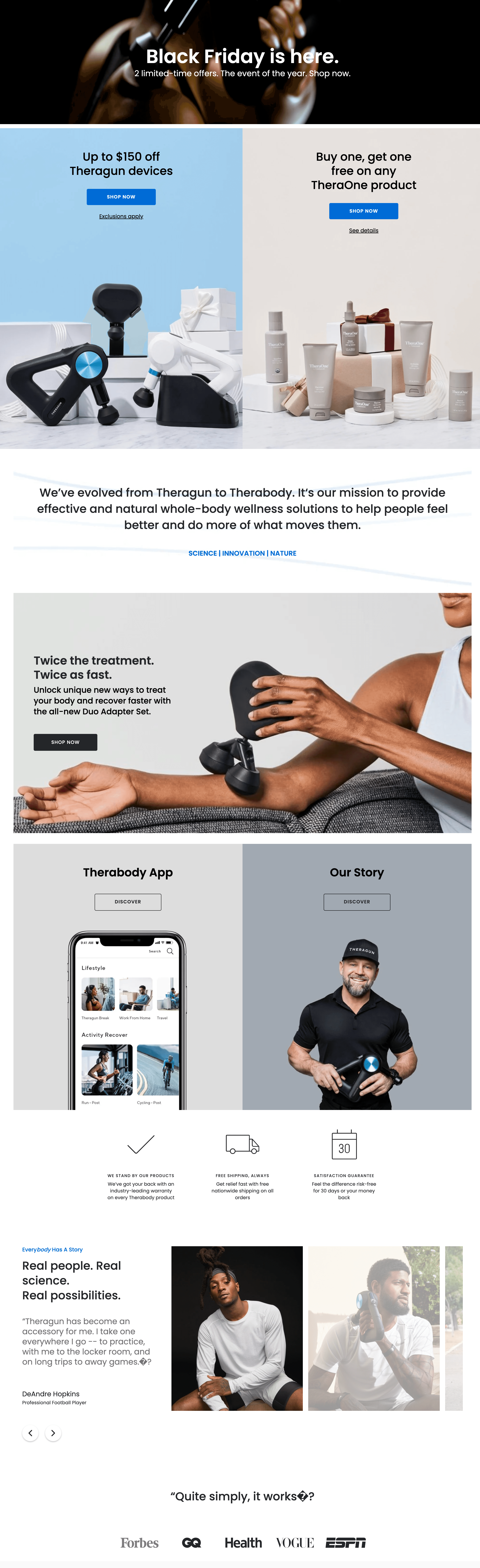 Therabody Black Friday Landing Page desktop preview