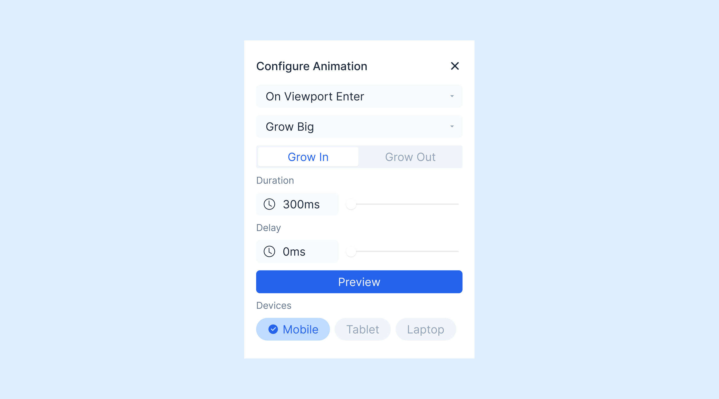 Animation controls in Replo
