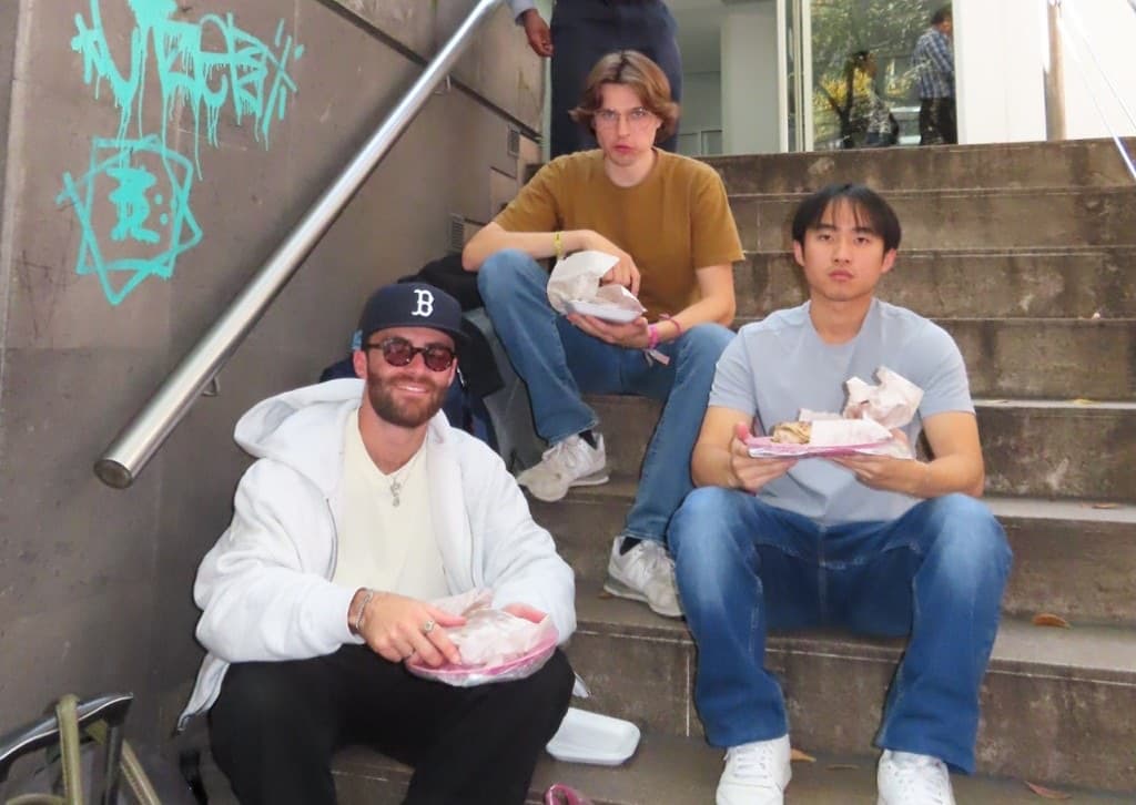 Three Replo teammates eating street food in Mexico City
