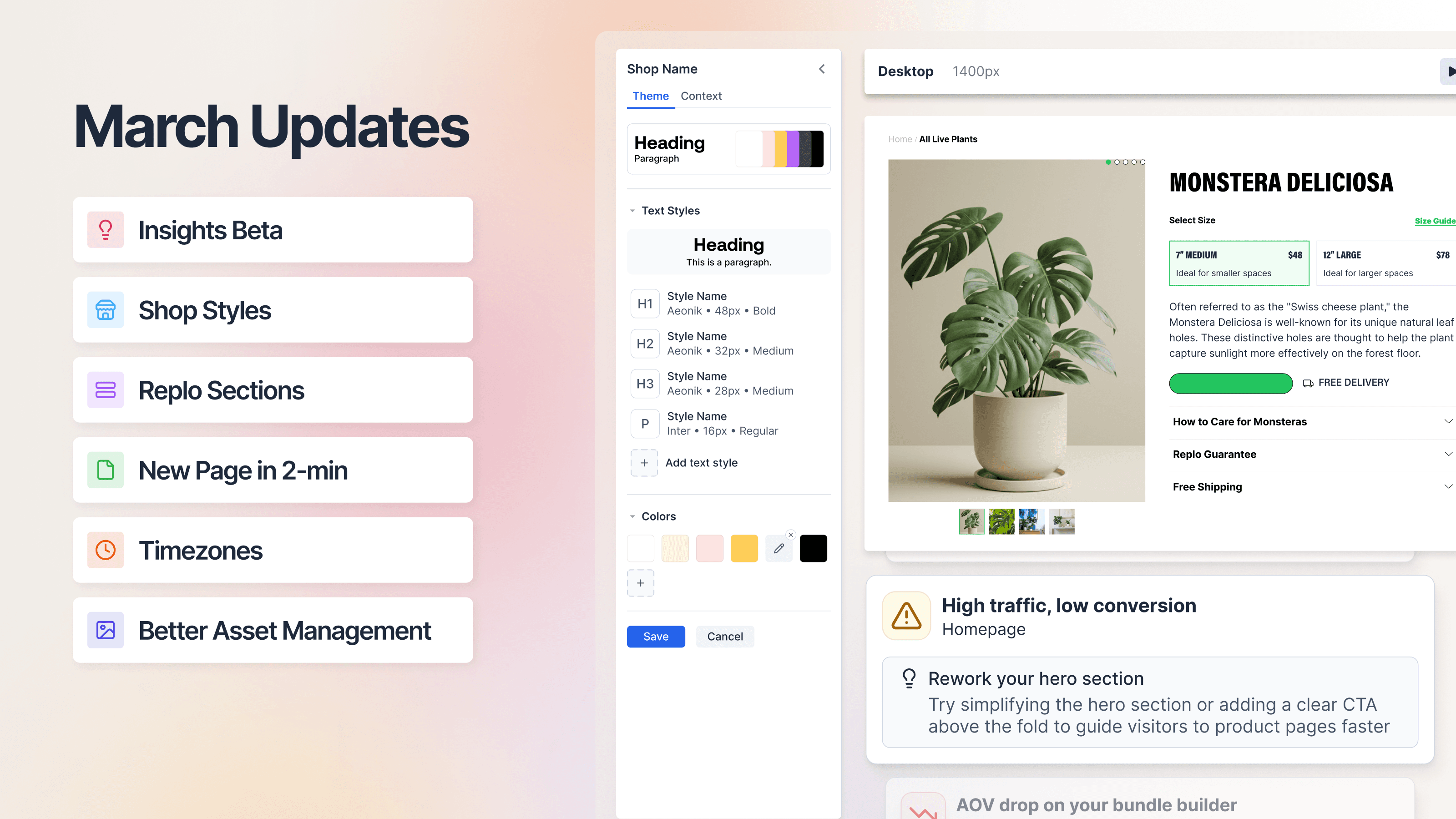 March 2025: Insights Beta, Shop Styles, Replo Sections, and more!