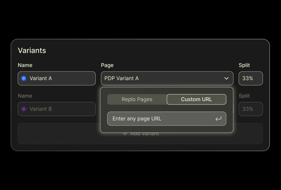 Custom URL field for testing pages outside Replo