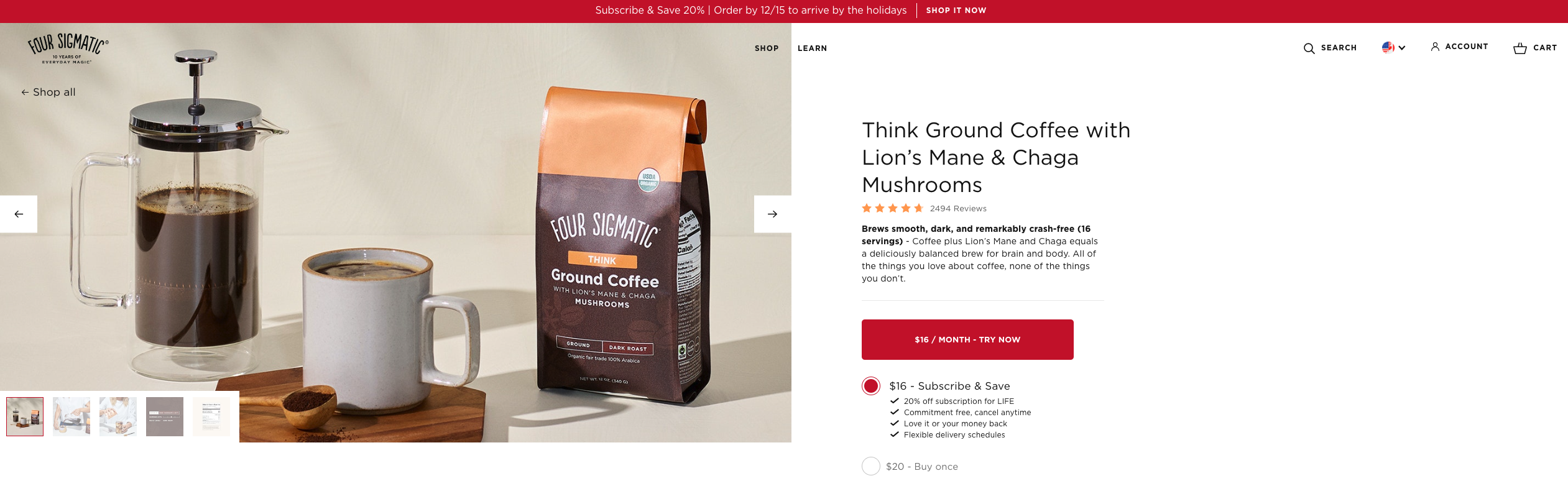 Four Sigmatic Product Page Example