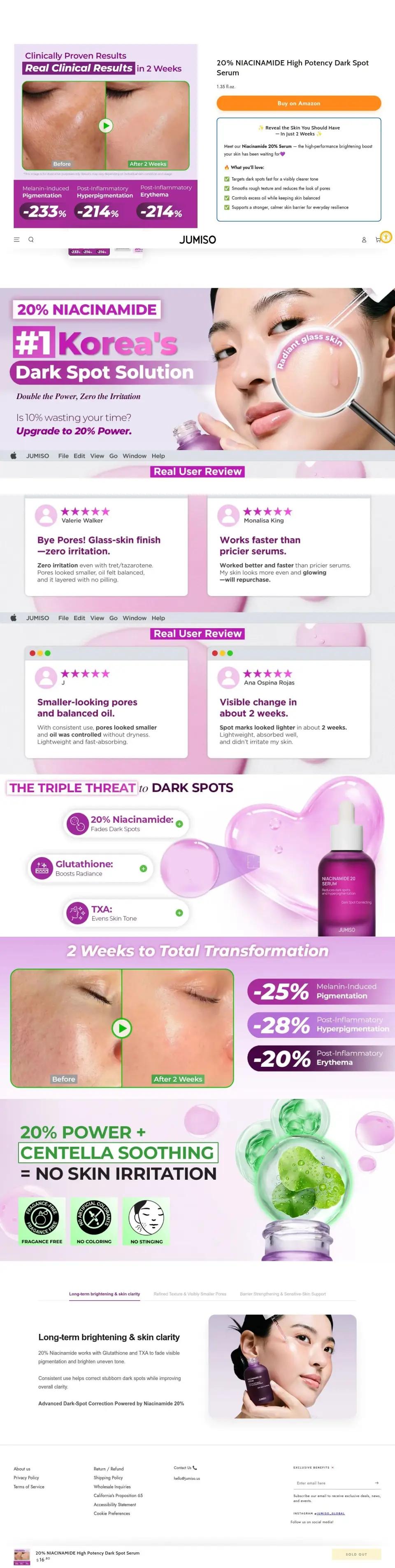 Jumiso product page on desktop