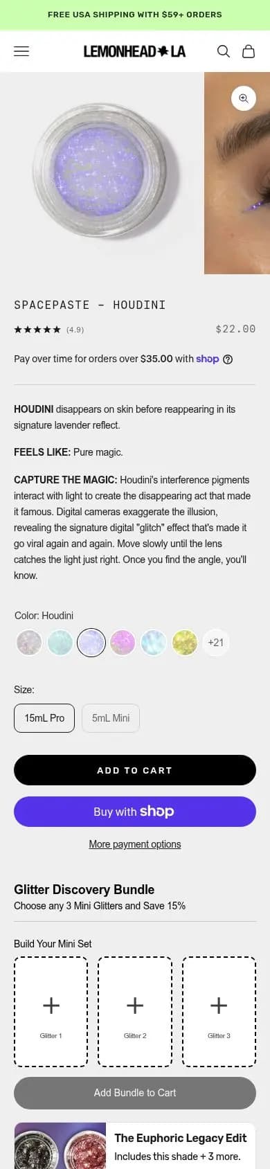 Lemonhead LA product page on a phone