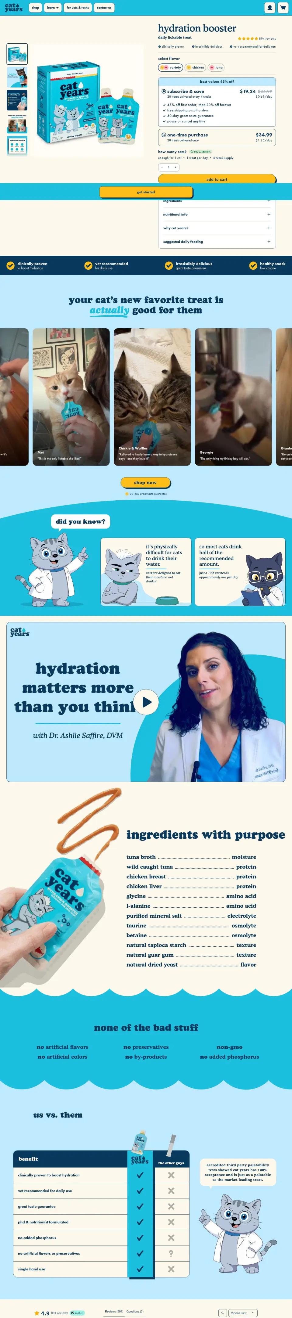 Cat Years product page on desktop