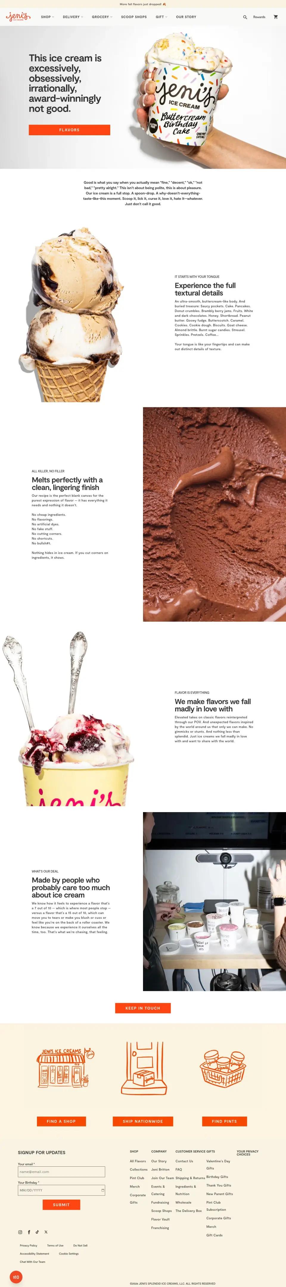Jeni's offer page on desktop