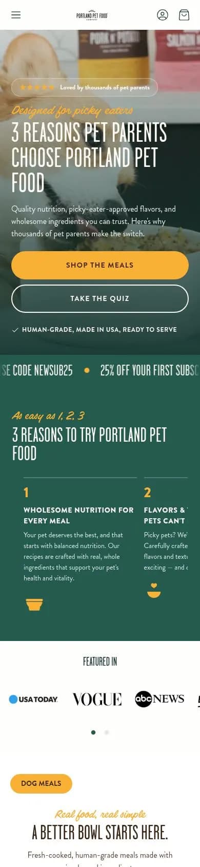 Portland Pet Food Company listicle on a phone