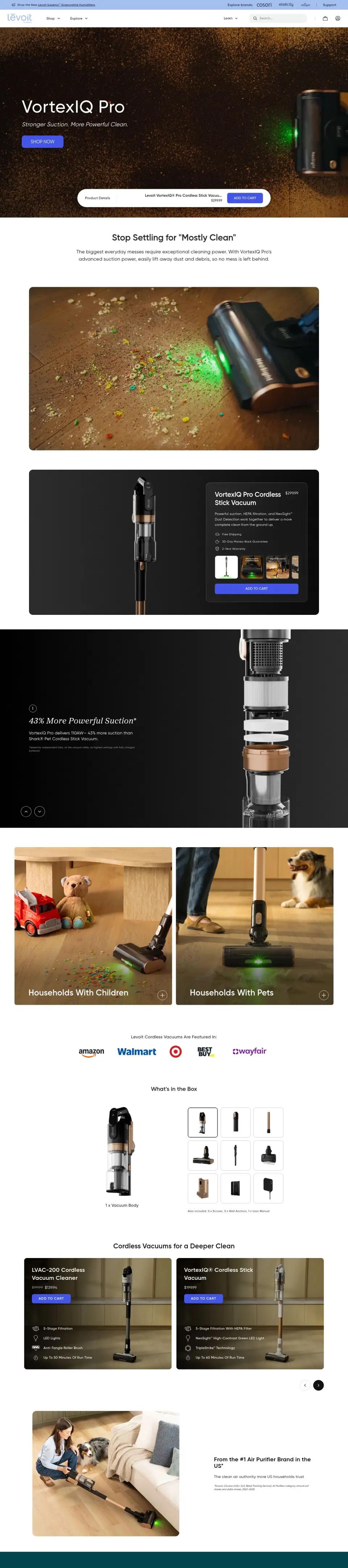 Levoit offer page on desktop