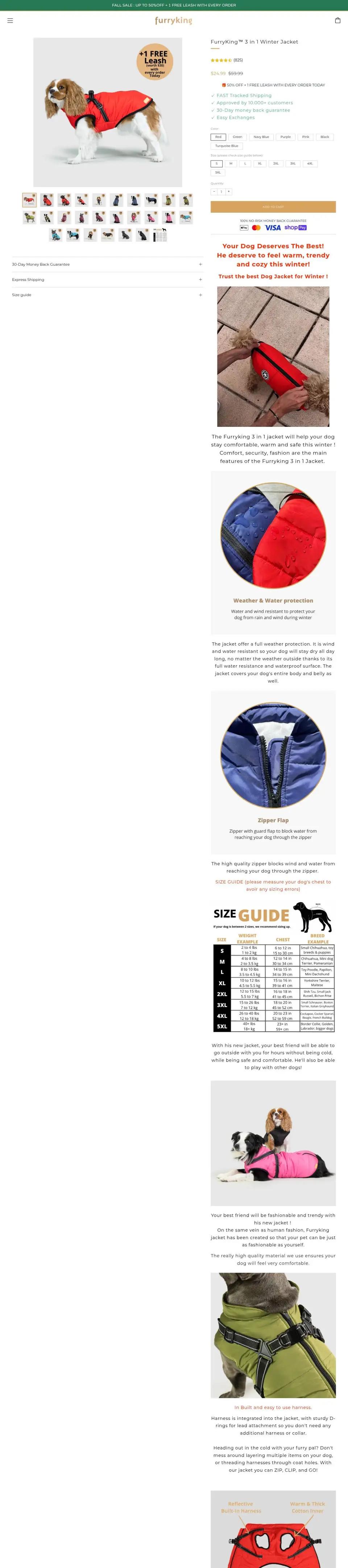 Furry King product page on desktop