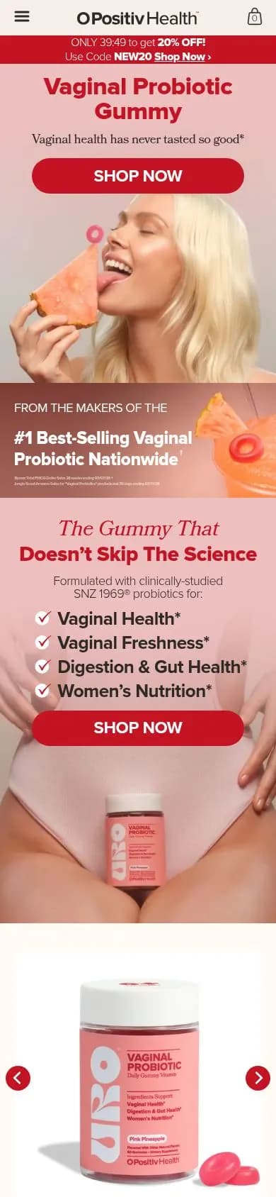 O Positiv product page on a phone