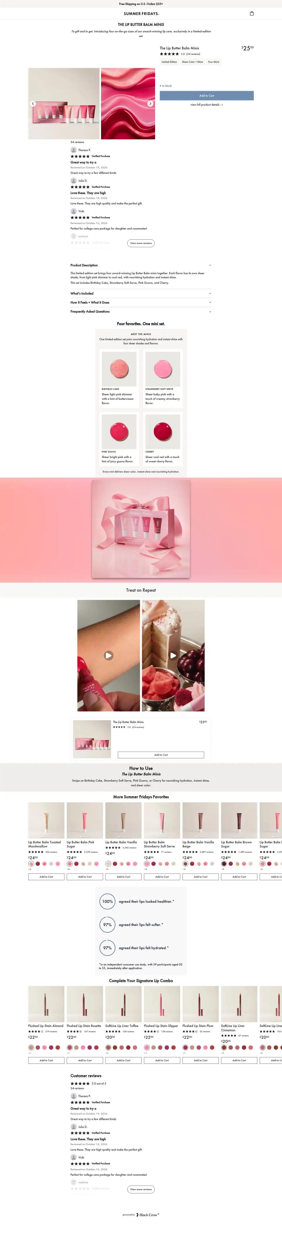Summer Fridays product page on desktop