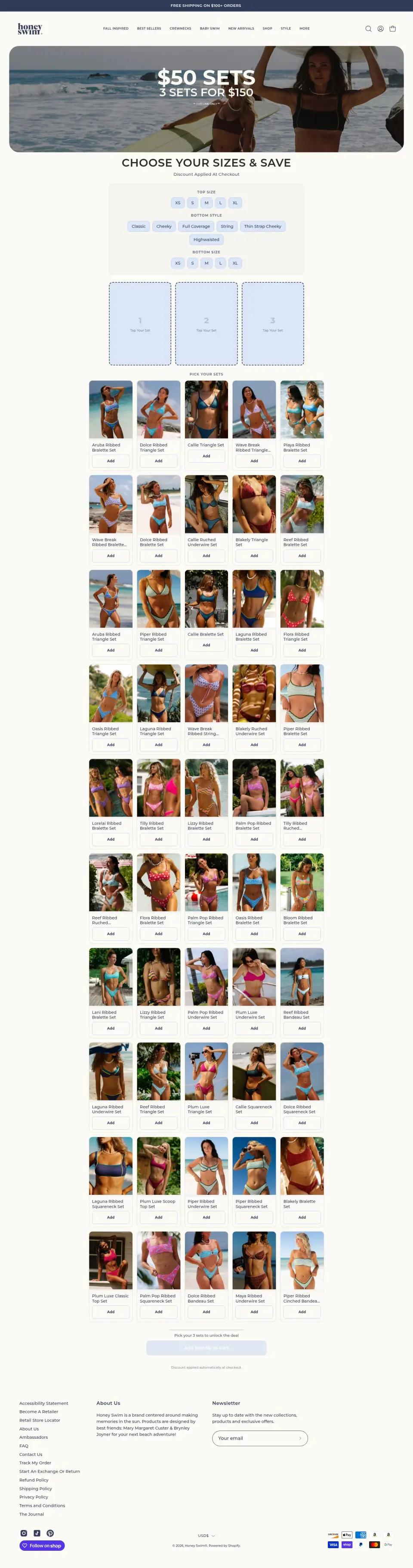 Honey Swim offer page on desktop