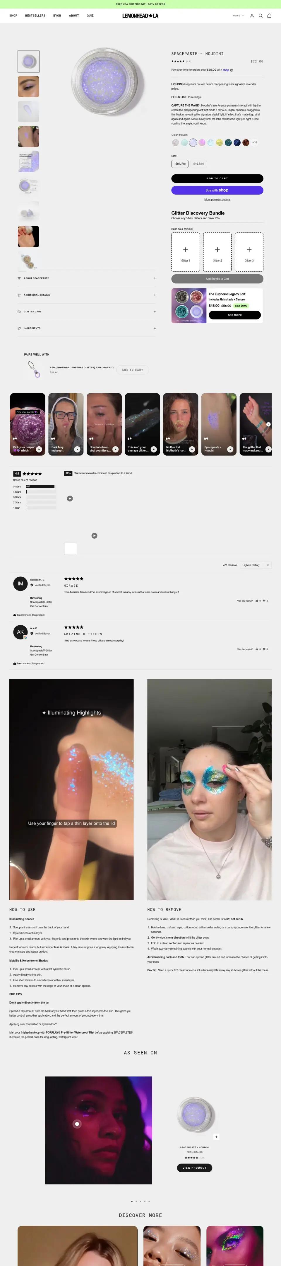 Lemonhead LA product page on desktop