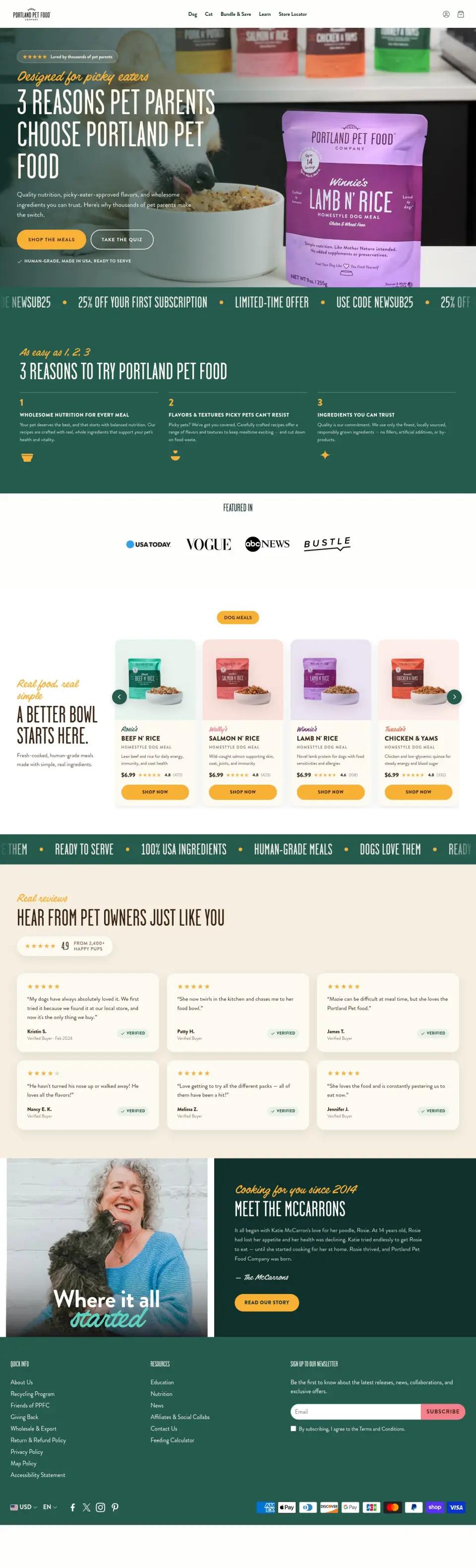 Portland Pet Food Company listicle on desktop