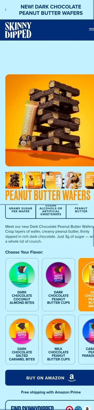SkinnyDipped product page on a phone