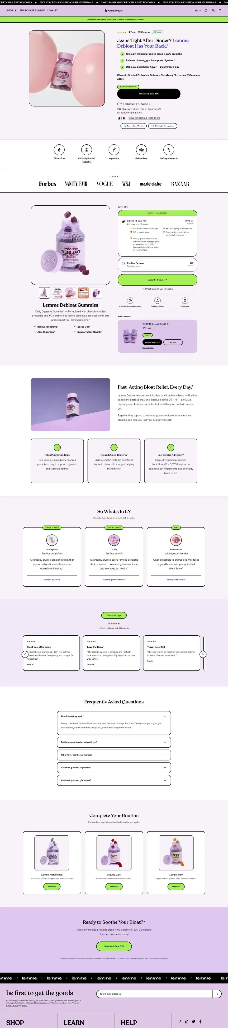 Lemme product page on desktop