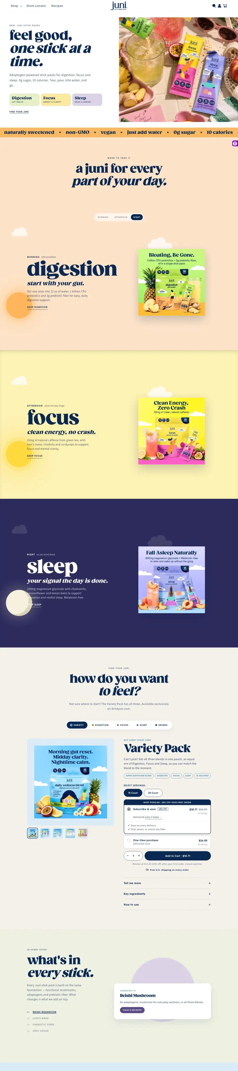 Juni offer page on desktop