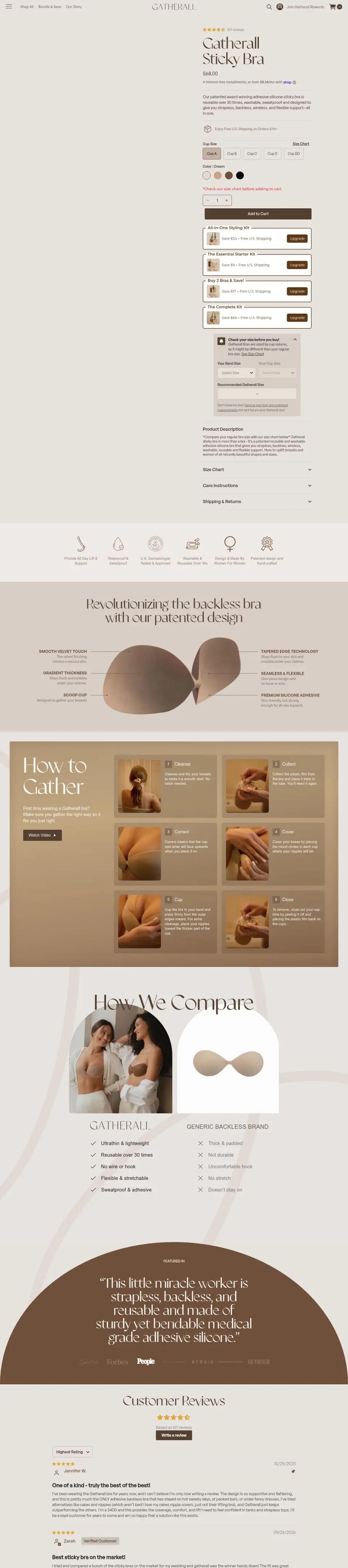 Gatherall product page on desktop