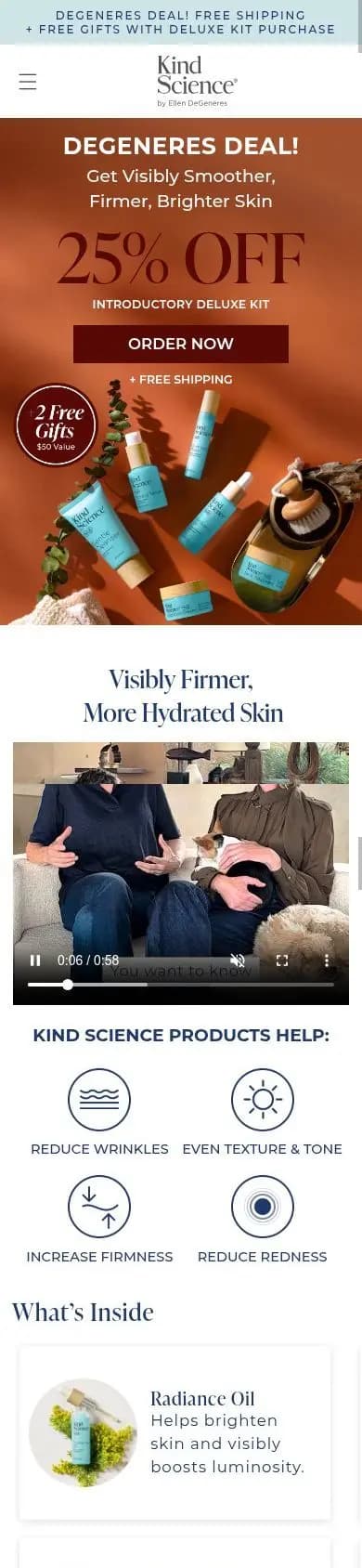 Kind Science offer page on a phone