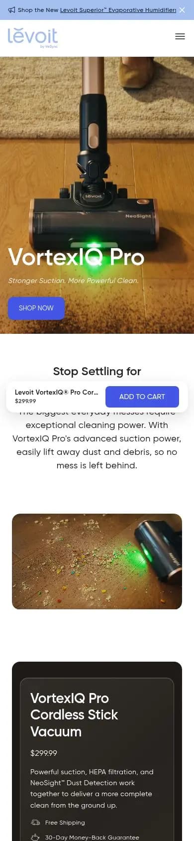 Levoit offer page on a phone