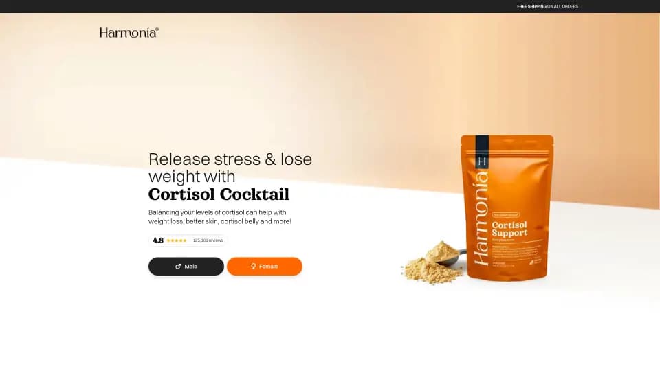Harmonia offer page on desktop