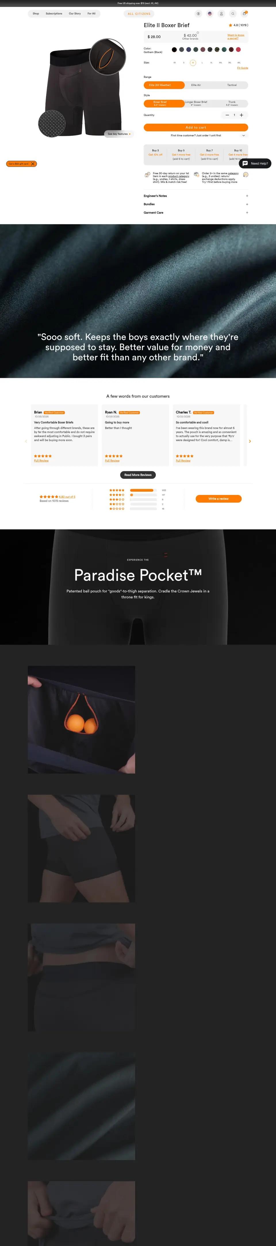 All Citizens product page on desktop