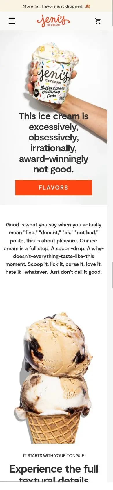 Jeni's offer page on a phone