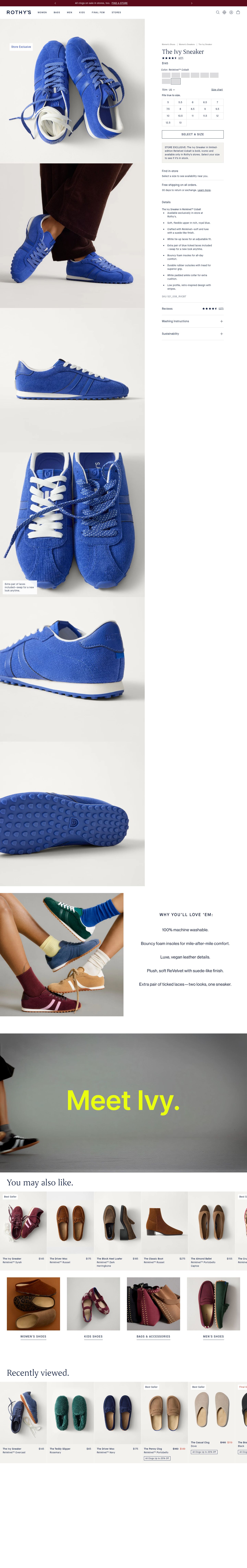 Rothy's product page screenshot