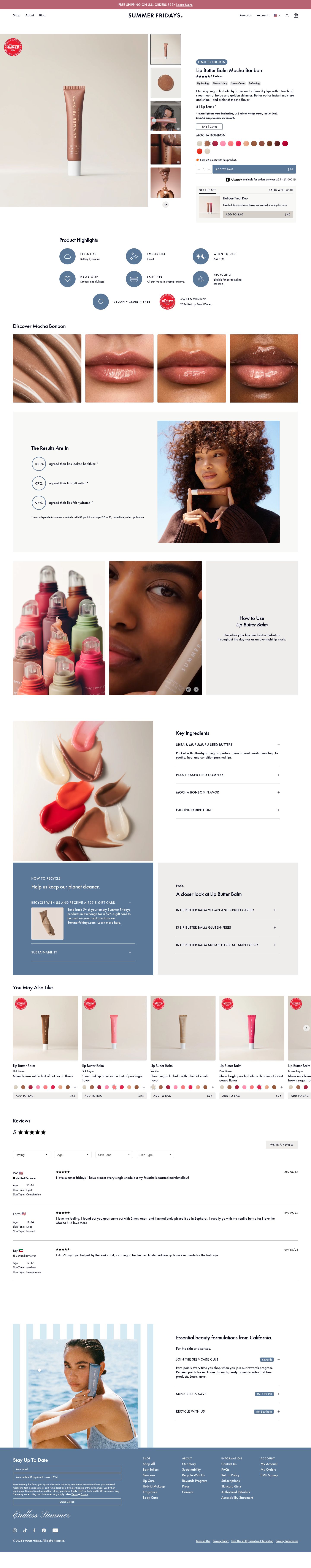 Summer Fridays product page screenshot