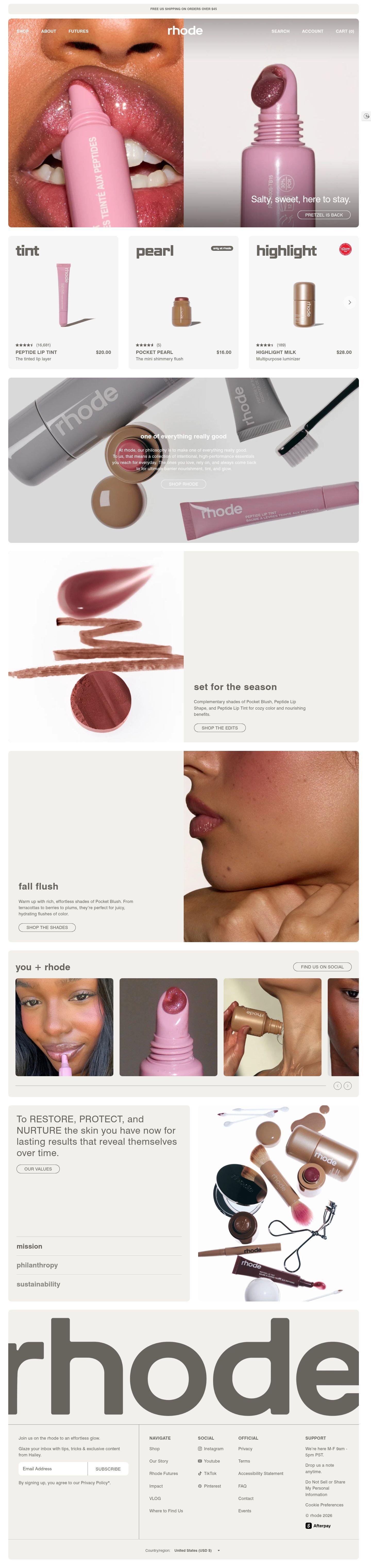Rhode homepage screenshot