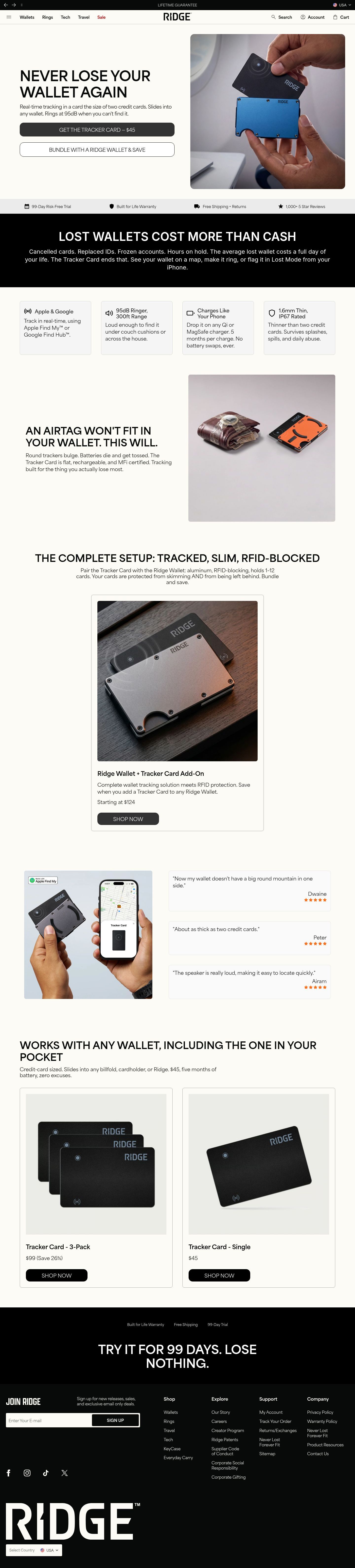 Ridge landing page screenshot