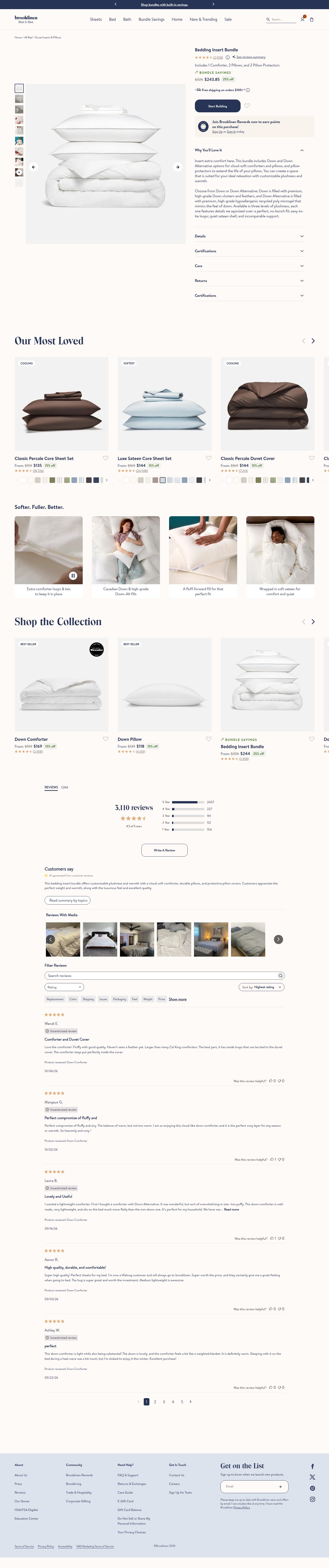 Brooklinen product page screenshot
