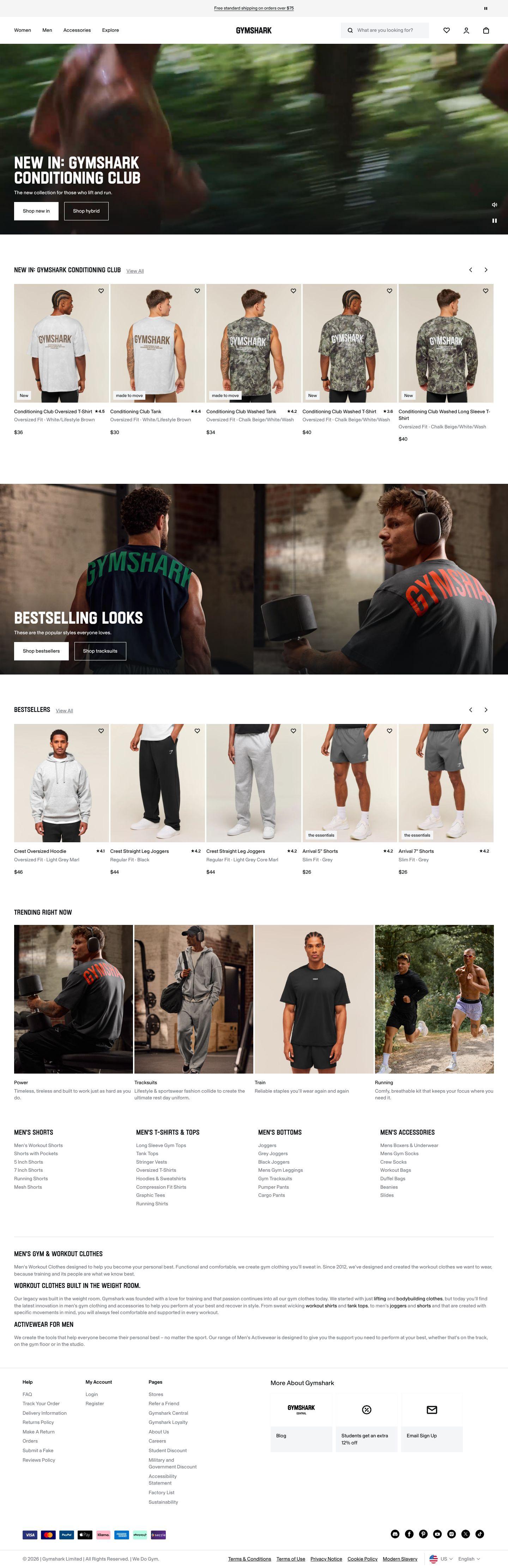 Gymshark homepage screenshot