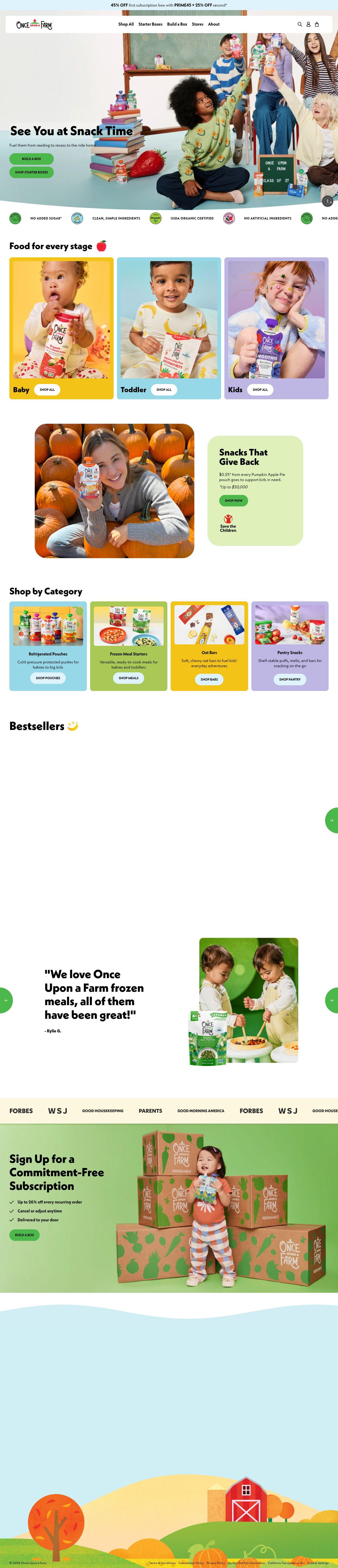 Once Upon a Farm homepage screenshot
