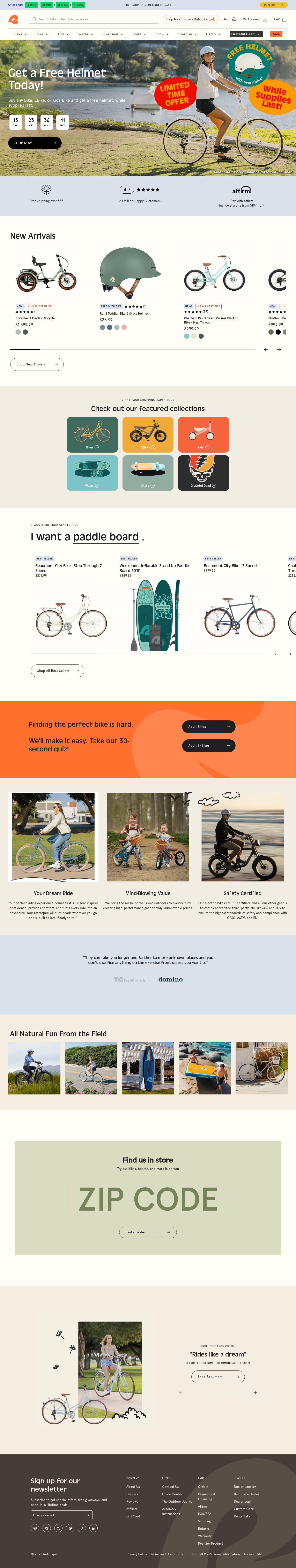 Retrospec homepage screenshot