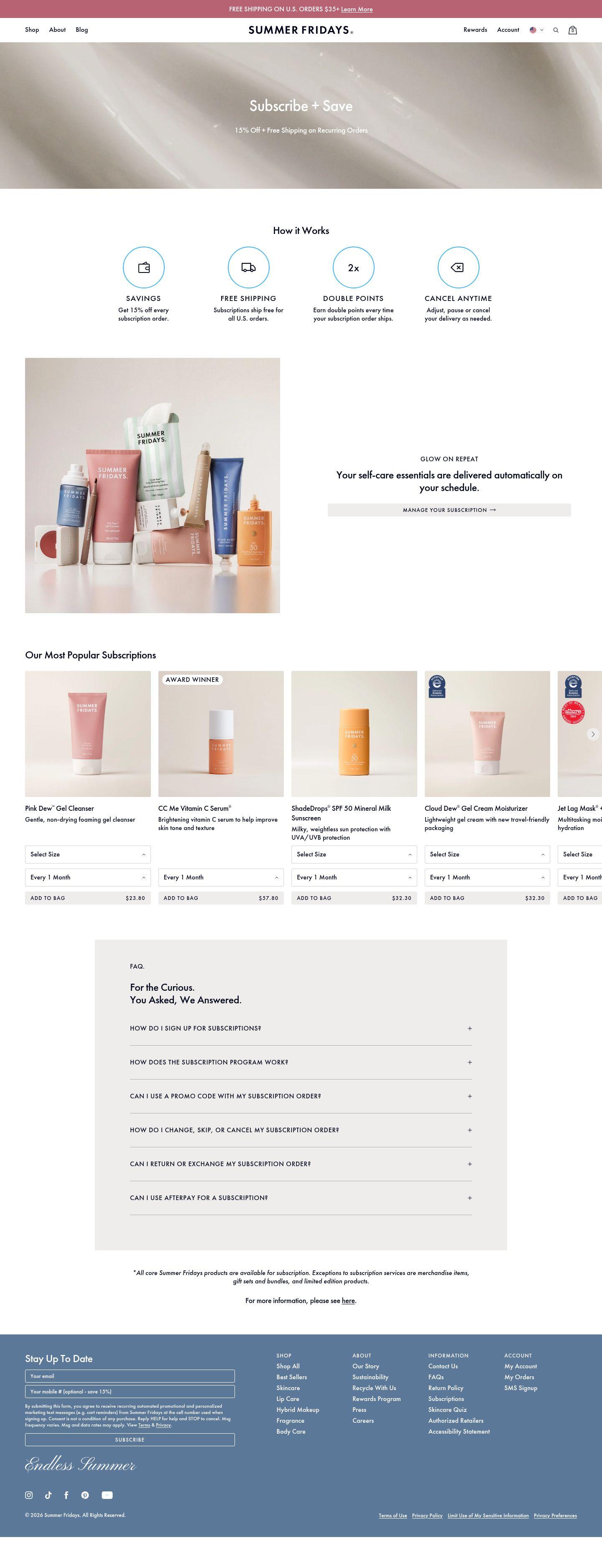 Summer Fridays landing page screenshot