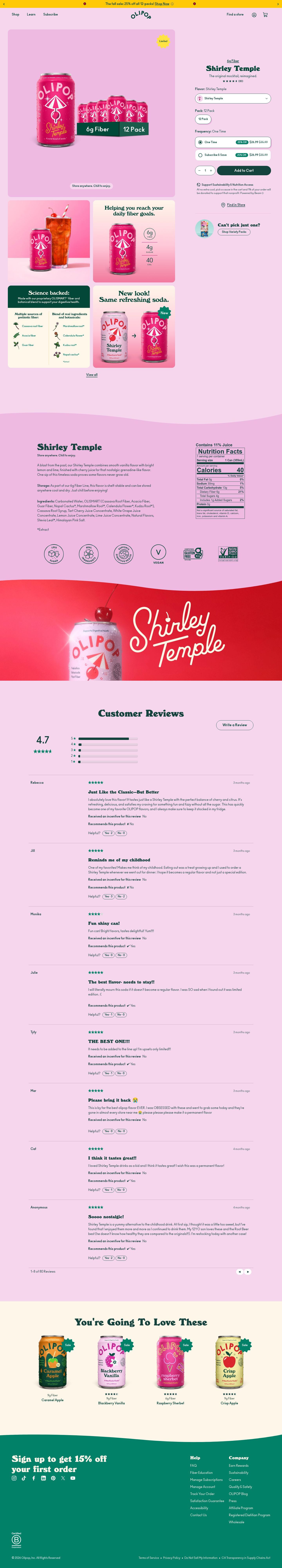 Olipop product page screenshot