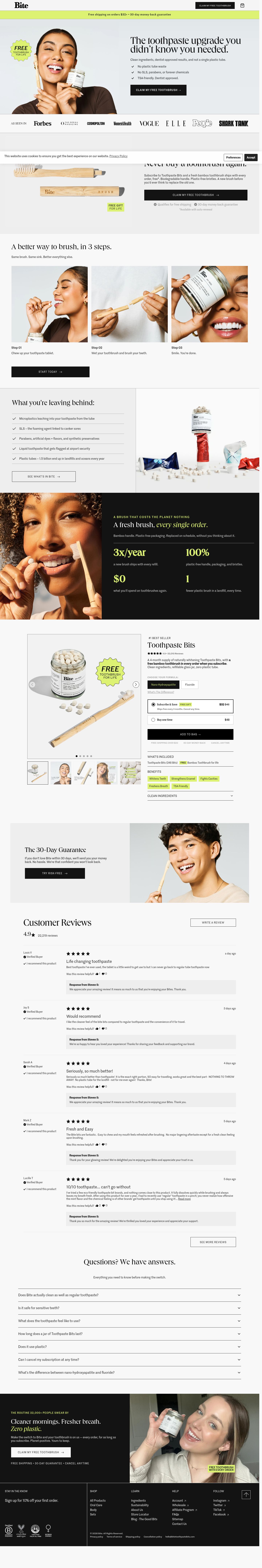 Bite landing page screenshot