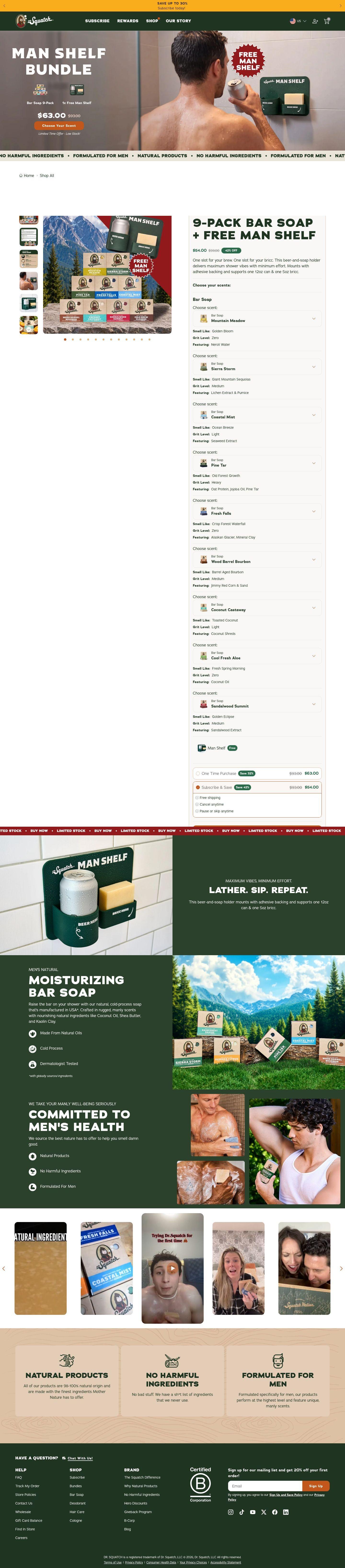 Dr. Squatch product page screenshot