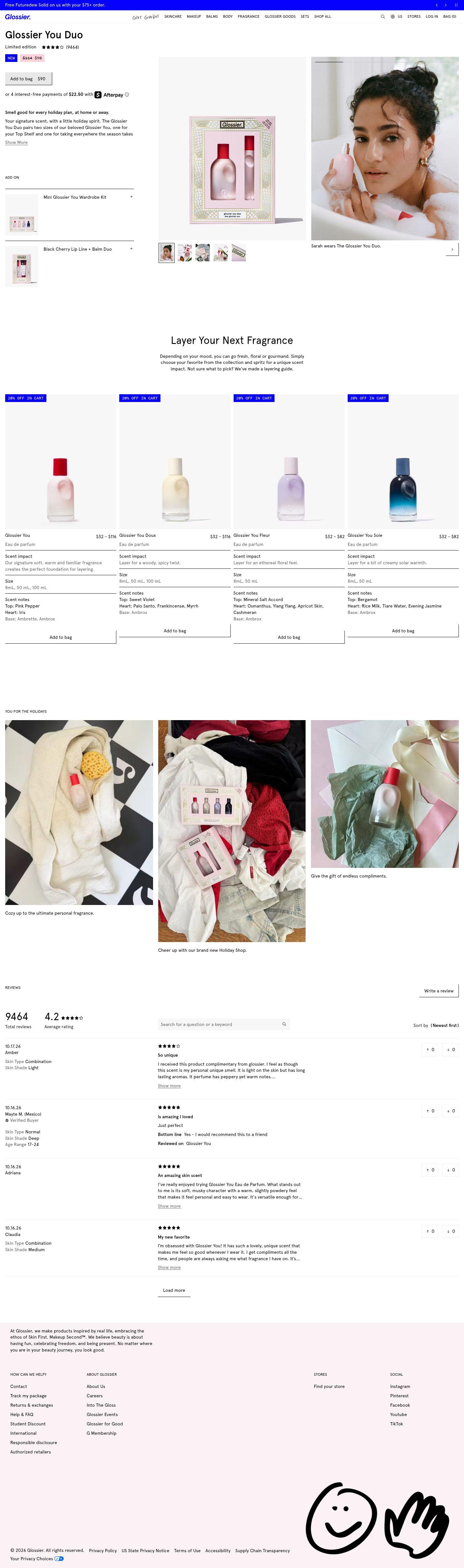 Glossier product page screenshot