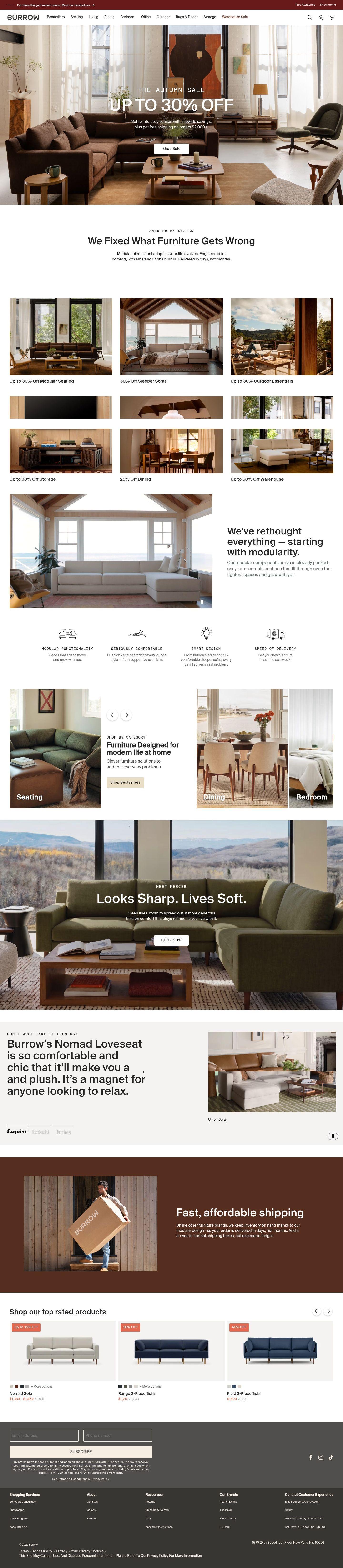 Burrow homepage screenshot