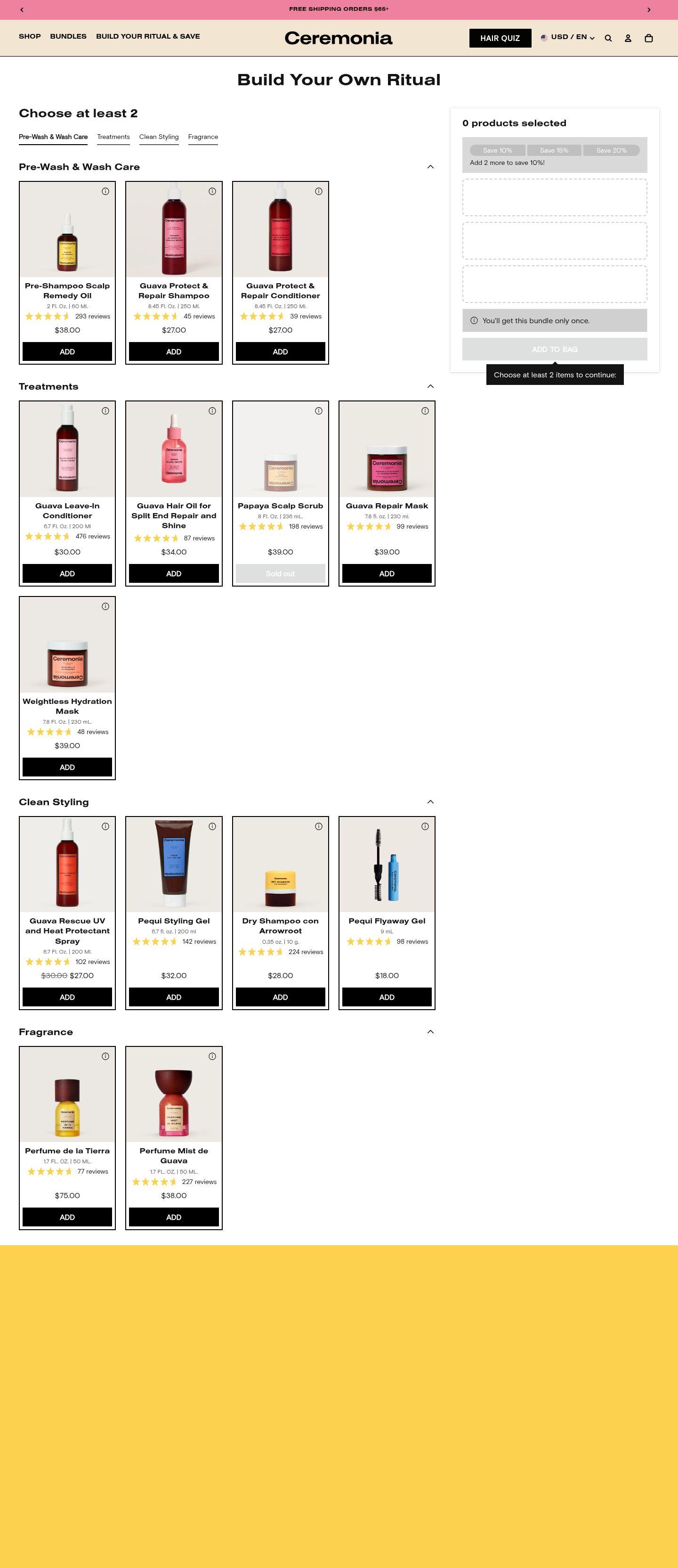 Ceremonia product page screenshot