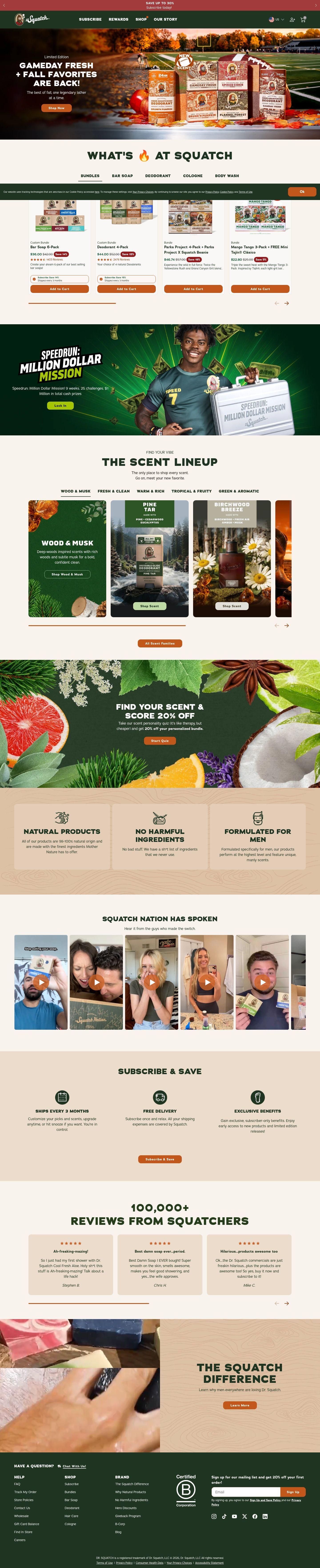 Dr. Squatch homepage screenshot