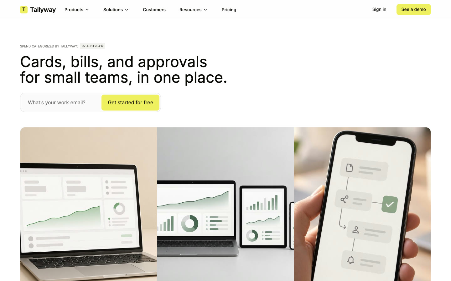 The Keystone template's hero with a work email signup field