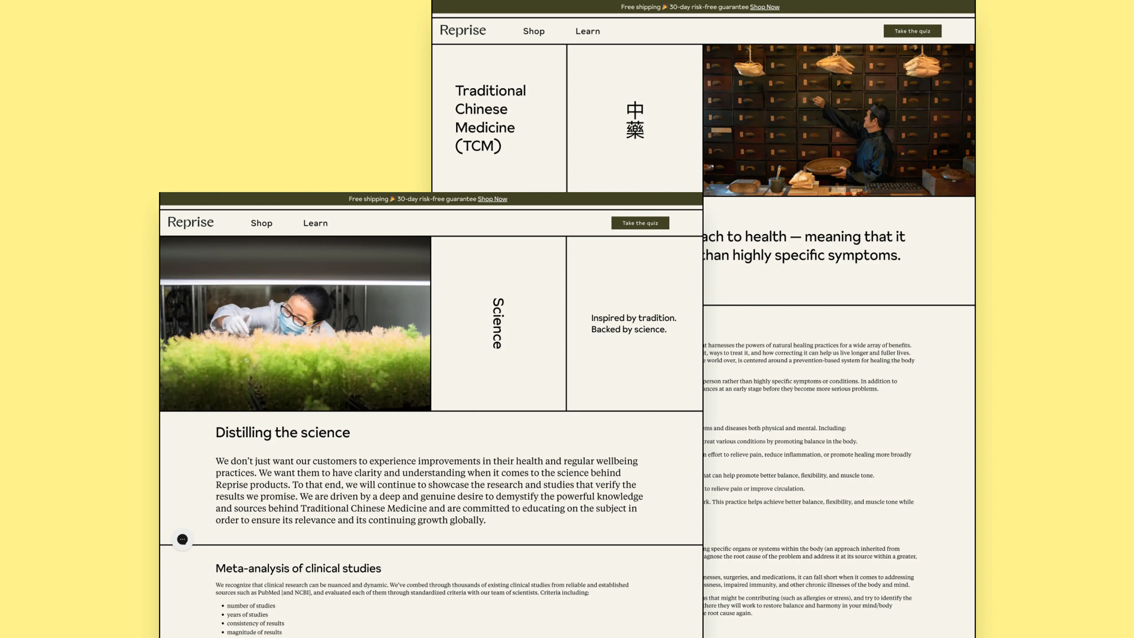 A wellness website focused on Traditional Chinese Medicine, showcasing scientific research and holistic health benefits.